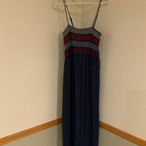 Know Rose Blue Red White L Maxi Dress Smocking 4th of July Coastal Cottagecore